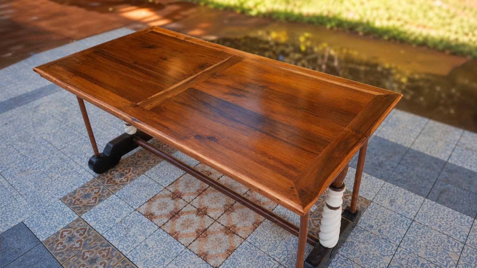 Brazilian hardwood table after restoration